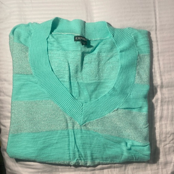 Express Sweaters - Express Long Sleeve V neck sparkly thin sweater